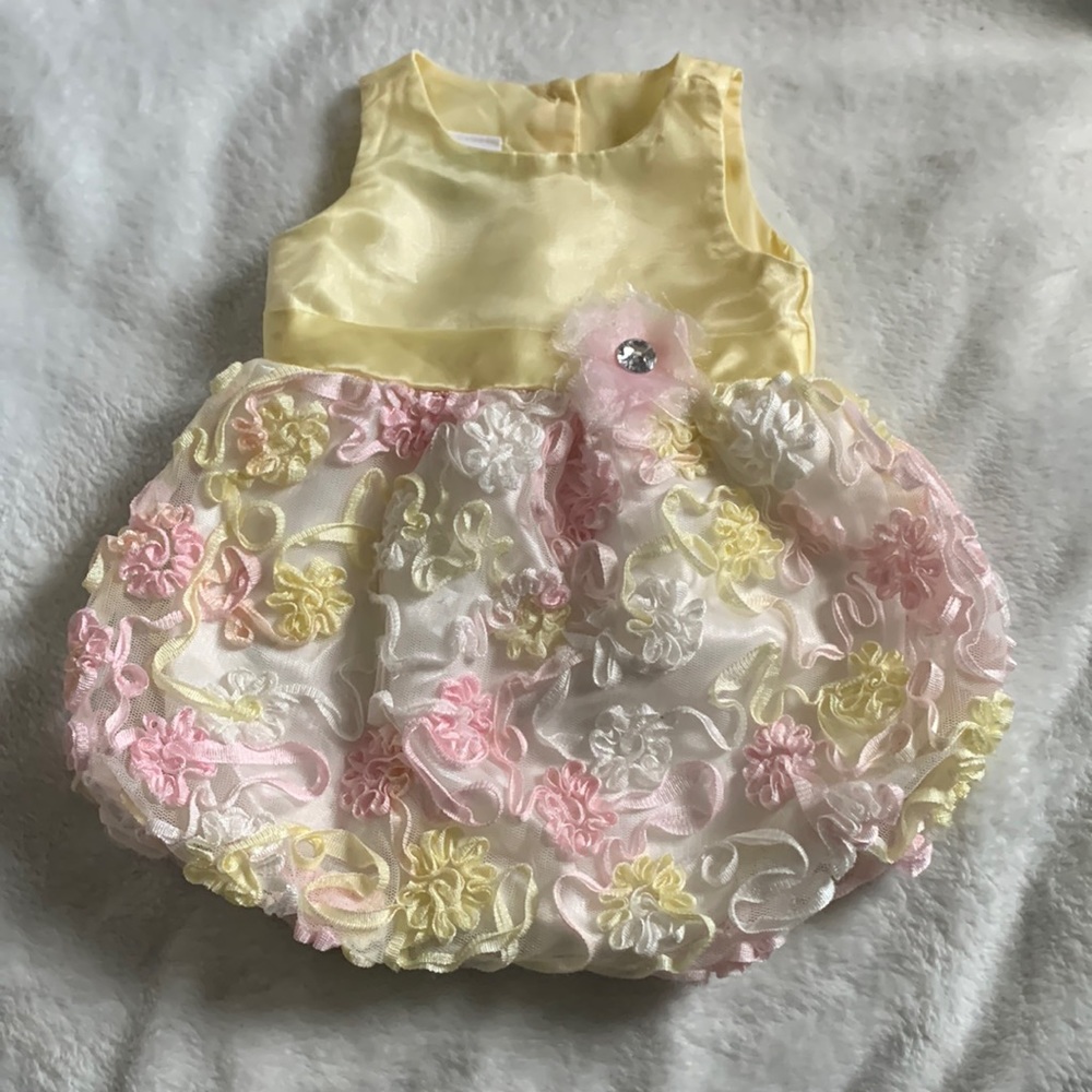Nannette Baby Girl 0-3 Month Yellow Floral Special Occasion Dress